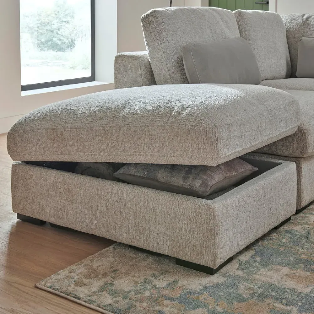 Hayward Fabric Ottoman with Storage - Grey, Chenille