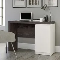 Hayward Laptop Desk with Storage - Charcoal Ash, Pearl Oak