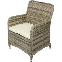 Hayward Rattan Arm Chair with Cushion - Brown, Cream