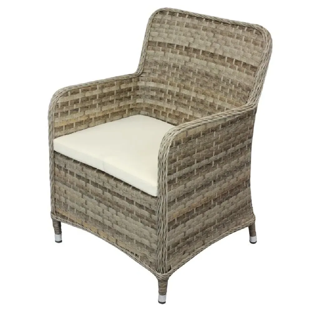 Hayward Rattan Arm Chair with Cushion - Brown, Cream image