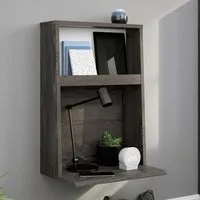Hayward Wall Hung Laptop Desk - Charcoal Ash, Pearl Oak