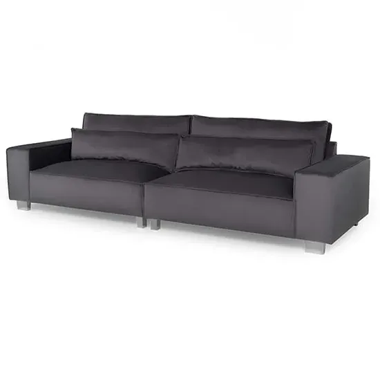 Hazel 4-Seater Sofa with Chrome Legs - Steel, Fabric