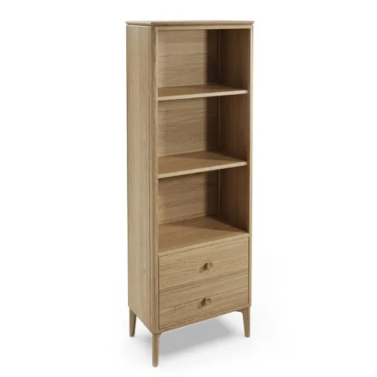 Hazel Open Shelving Unit with 2 Drawers - Natural, Oak