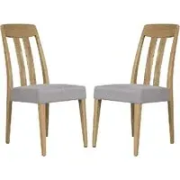 Hazel Wooden Dining Chairs with Fabric Seat - Grey, Oak