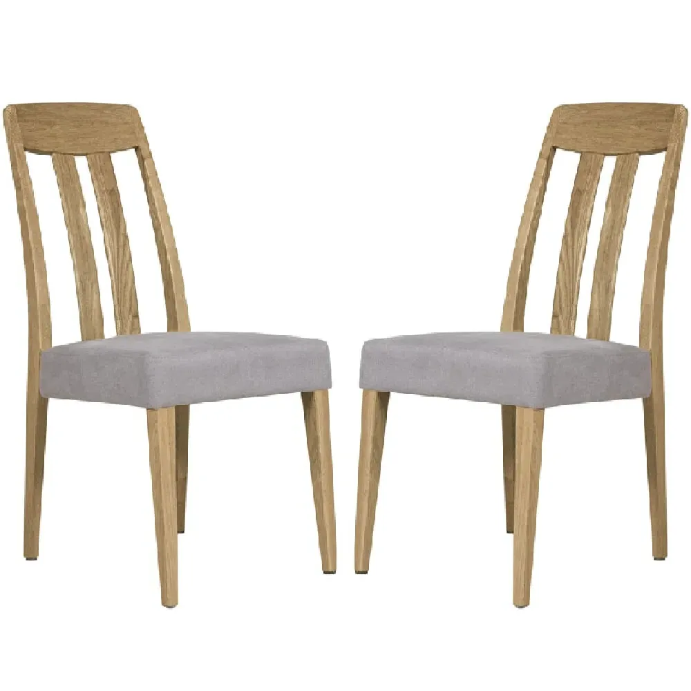 Hazel Wooden Dining Chairs with Fabric Seat - Grey, Oak image