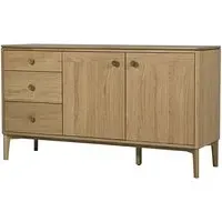 Hazel Wooden Sideboard with 2 Doors 3 Drawers - Natural, Oak