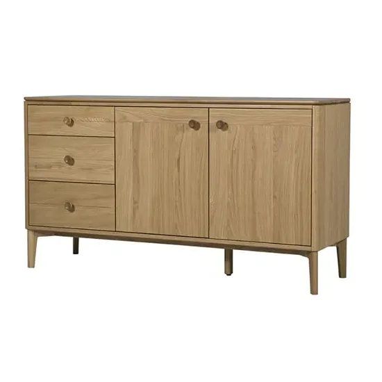 Hazel Wooden Sideboard with 2 Doors 3 Drawers - Natural, Oak image