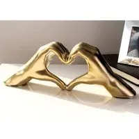 Heart Hand Sculpture - Gold, Ceramic
