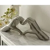 Heart Hand Sculpture - Silver, Ceramic
