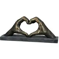 Heart Of Hands Poly Design Sculpture - Antique Bronze, Grey