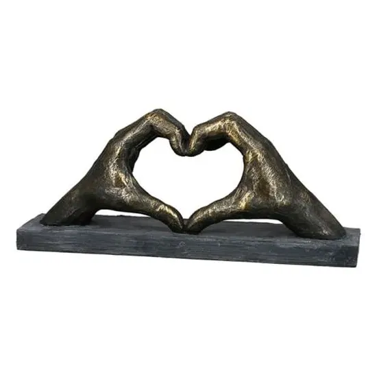 Heart Of Hands Poly Design Sculpture - Antique Bronze, Grey image