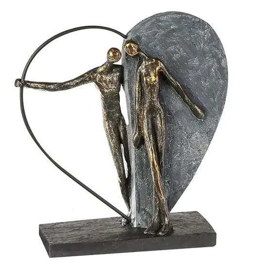Heartbeat Poly Design Sculpture - Antique Bronze, Grey product