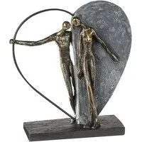 Heartbeat Poly Sculpture - Antique Bronze, Grey