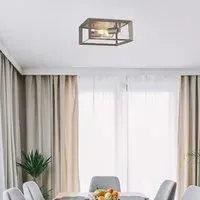 Heaton 2 Light Flush Ceiling Light - Brushed Silver, Gold