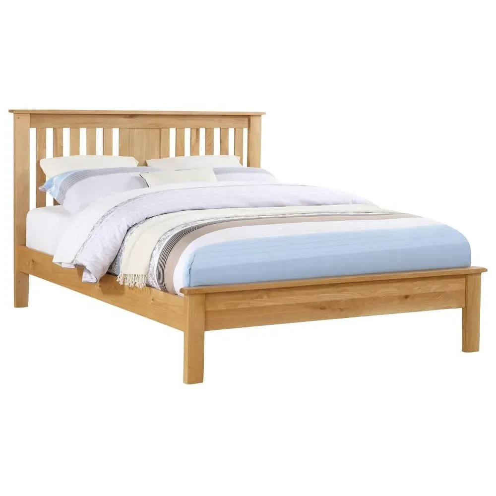 Heaton Double Bed Frame with Low Foot End - Oak