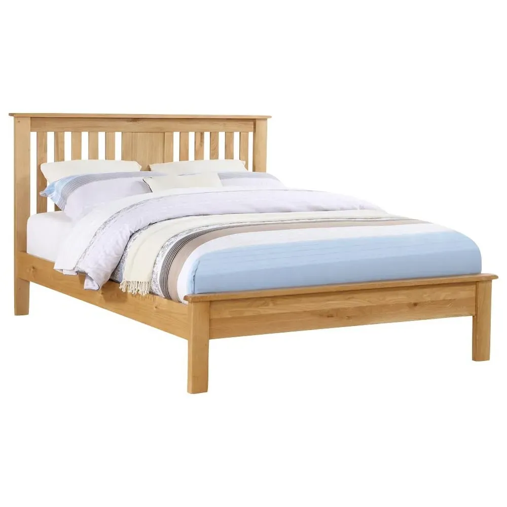Heaton King Size Bed Frame with Low End - Oak