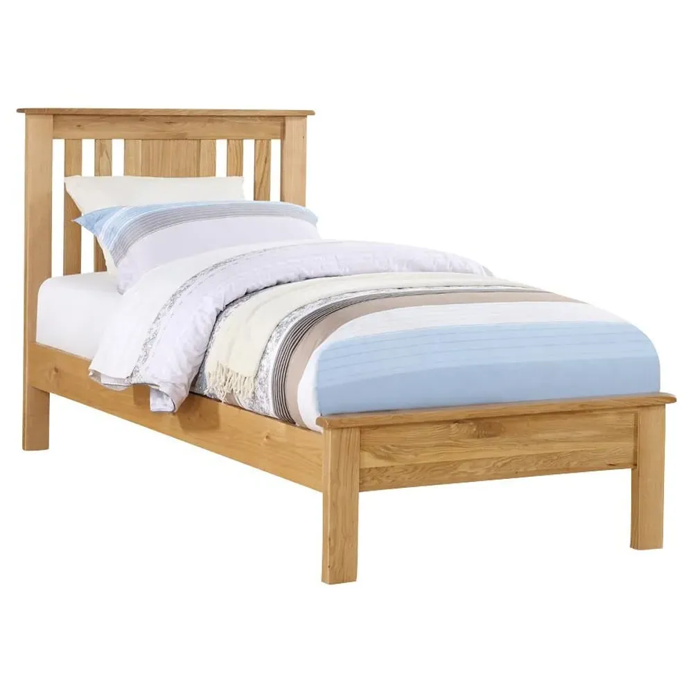Heaton Single Bed Frame with Low End - Oak