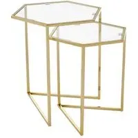 Heber Hexagonal Nest of 2 Tables - Gold, Steel