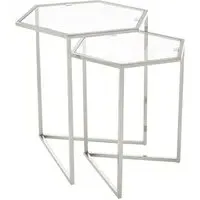Heber Hexagonal Nest of 2 Tables - Silver, Steel