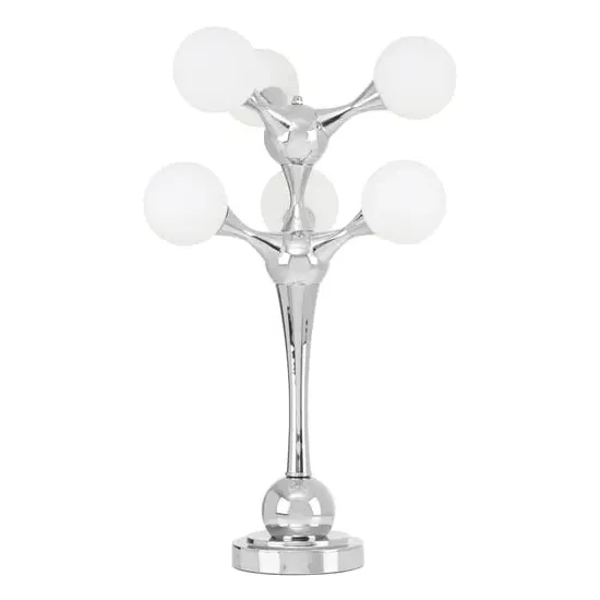 Hebou 6 Lights Table Lamp - White, Chrome Steel image
