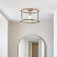 Hebron Clear Glass Shade Flush Ceiling Light - Antique Brass