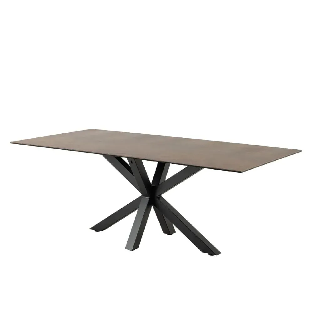 Hebron Dining Table with Metal Base - Rusty Brown, Ceramic product