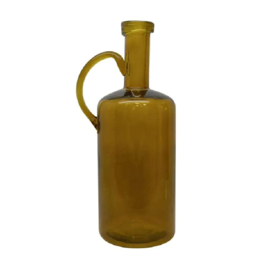 Hebron Hand Blown Glass Vase - Amber