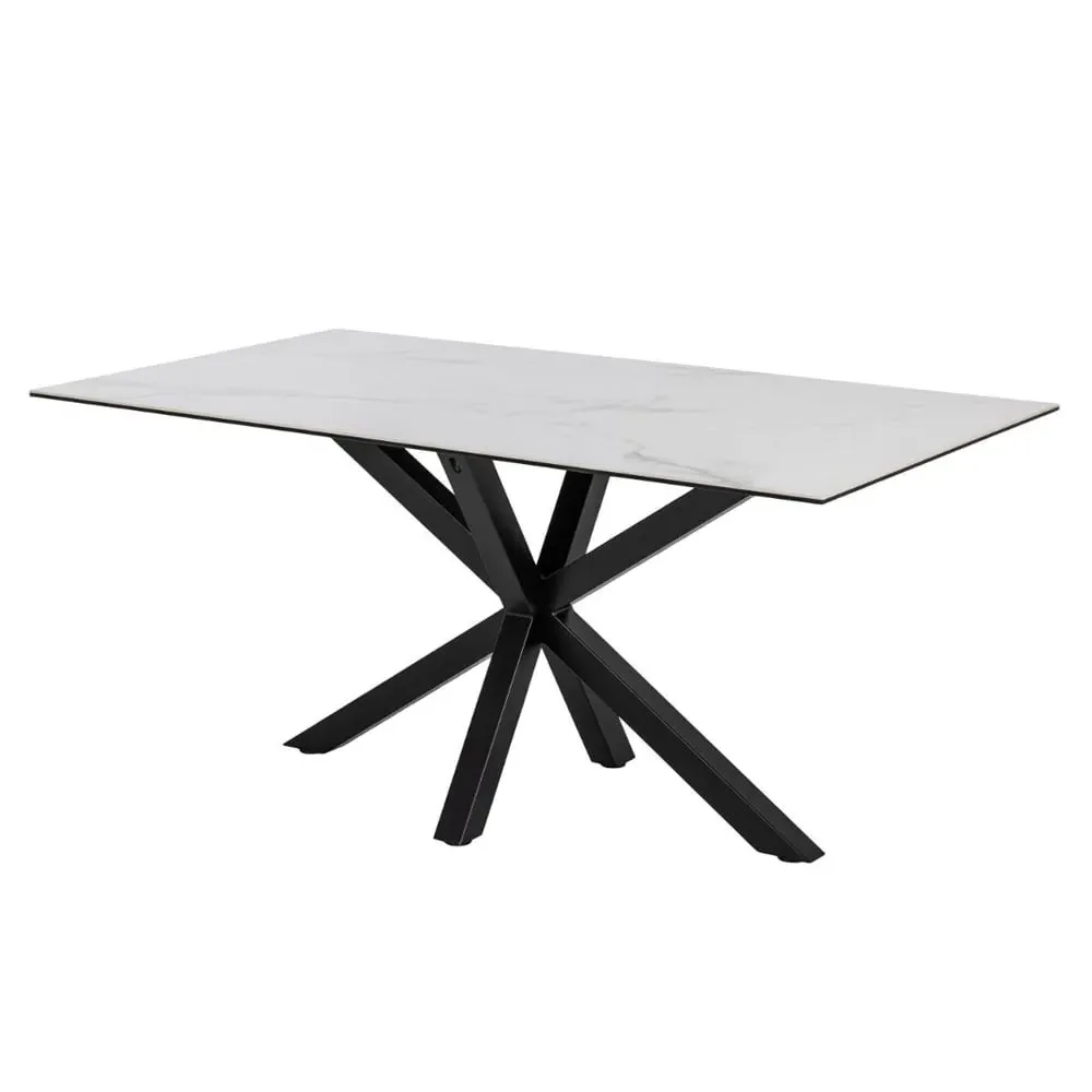 Hebron Large Dining Table - White, Ceramic