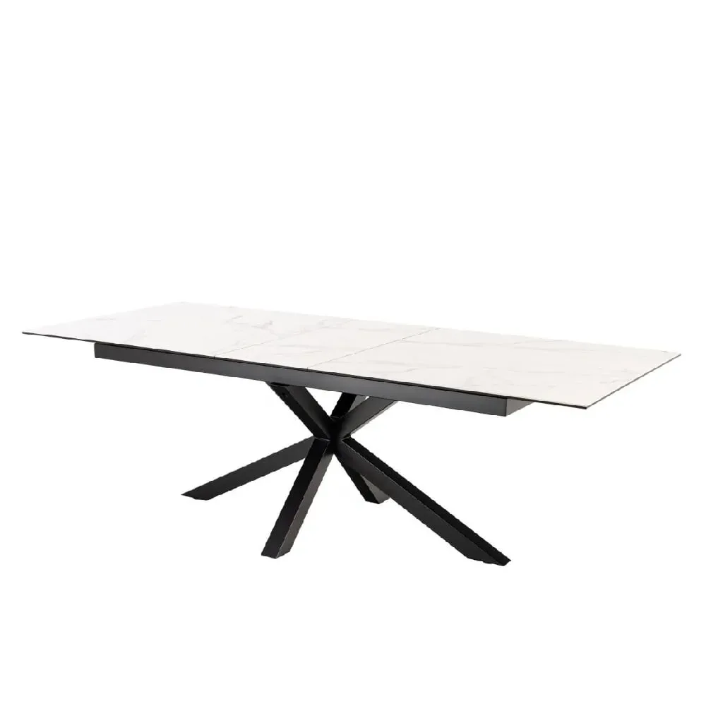 Hebron Large Extendable Dining Table - White, Ceramic