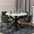 Hebron Round Dining Table with 4 Ogden Chairs - White, Marble