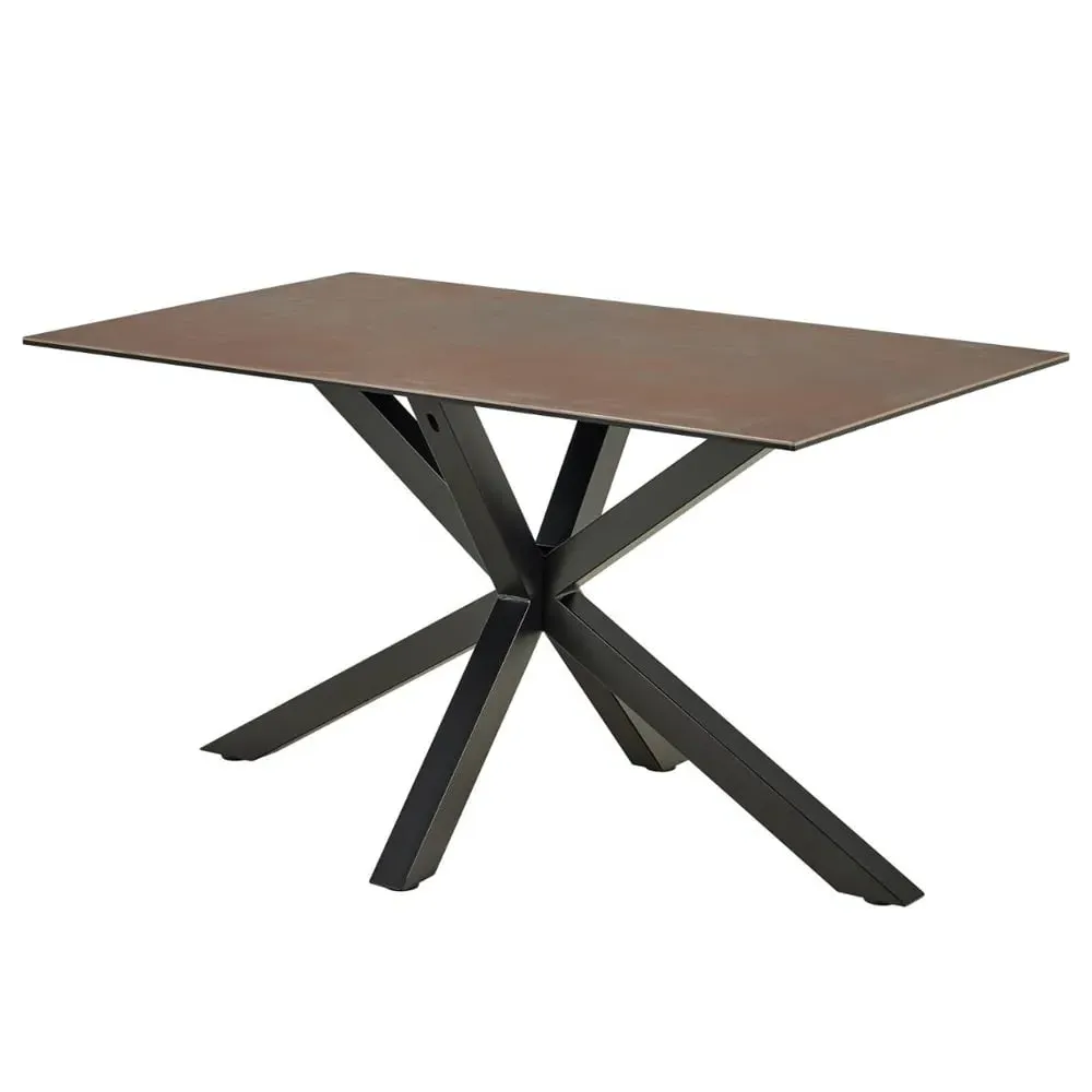 Hebron Small Dining Table - Brown, Ceramic