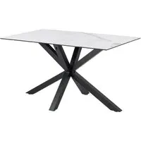 Hebron Small Dining Table - White, Ceramic