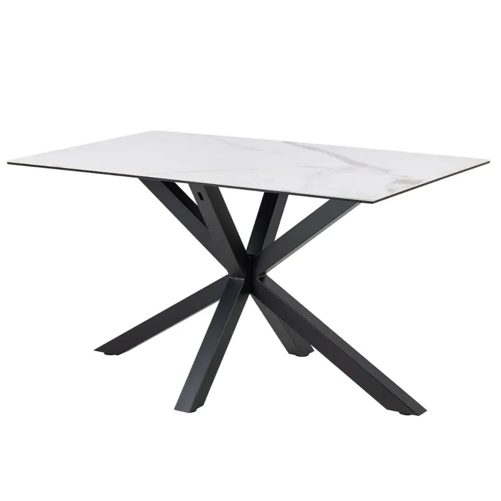 Hebron Small Dining Table - White, Ceramic