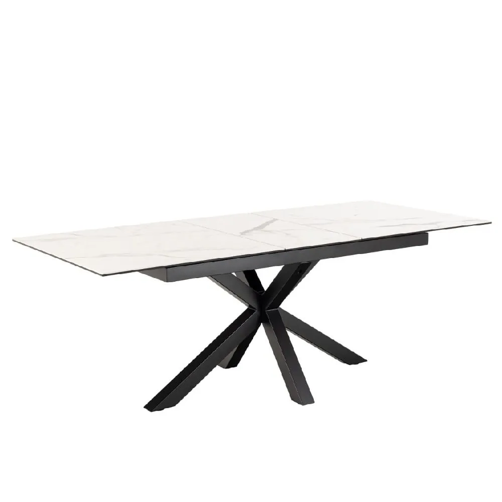 Hebron Small Extendable Dining Table - White, Ceramic