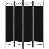 Hecate 4-Panel Room Divider - Black, Fabric