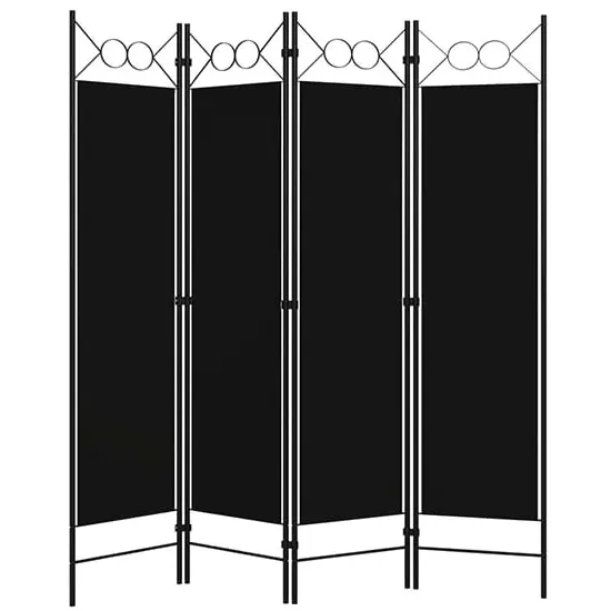 Hecate 4-Panel Room Divider - Black, Fabric