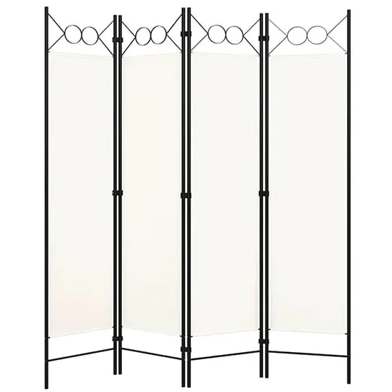 Hecate 4 Panel Room Divider - Cream White, Fabric