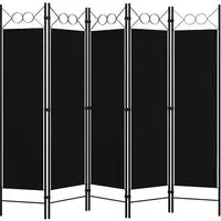 Hecate 5-Panel Room Divider - Black, Fabric