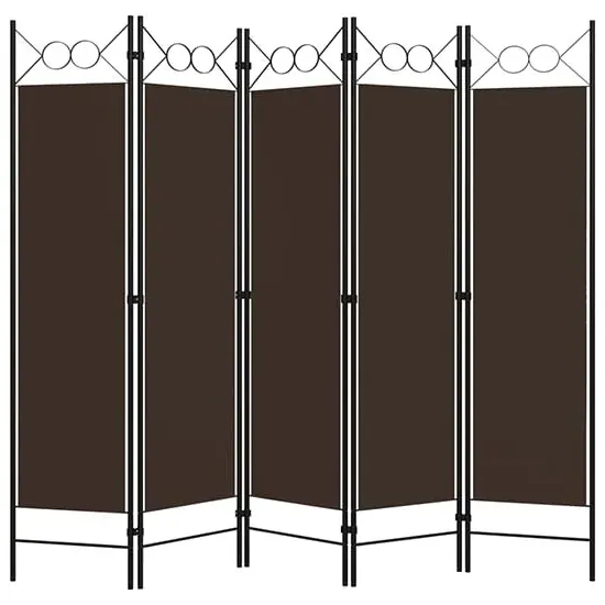 Hecate 5-Panel Room Divider - Brown, Fabric