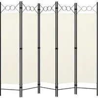 Hecate 5 Panel Room Divider - Cream White, Fabric