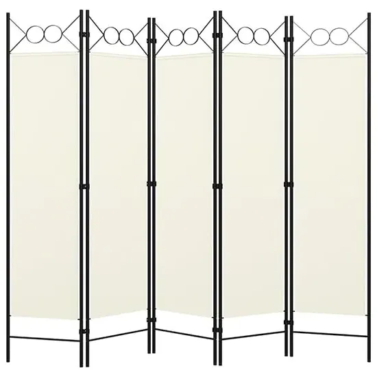 Hecate 5 Panel Room Divider - Cream White, Fabric