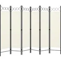 Hecate 6 Panel Room Divider - Cream White, Fabric