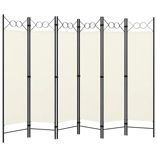 Hecate 6 Panel Room Divider - Cream White, Fabric