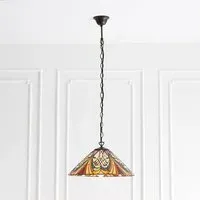 Hector Tiffany Glass Shade Pendant Light - Satin Black