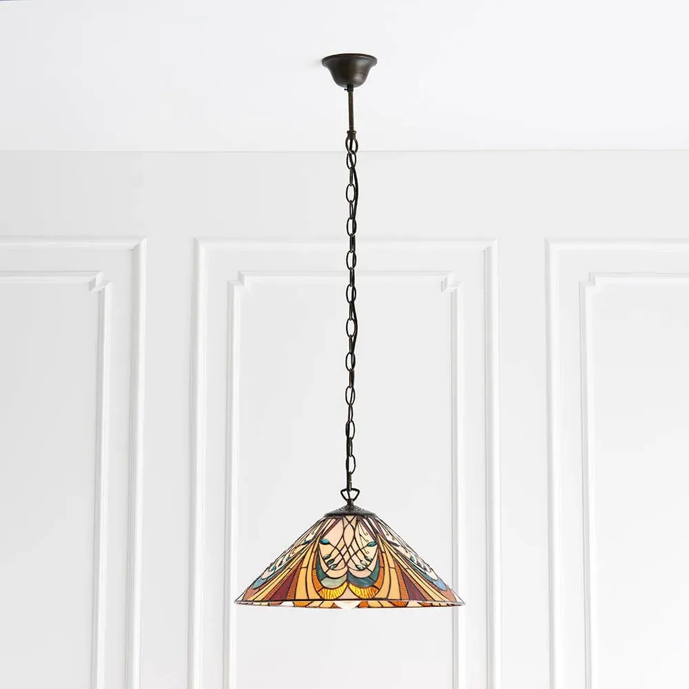 Hector Tiffany Glass Shade Pendant Light - Satin Black image