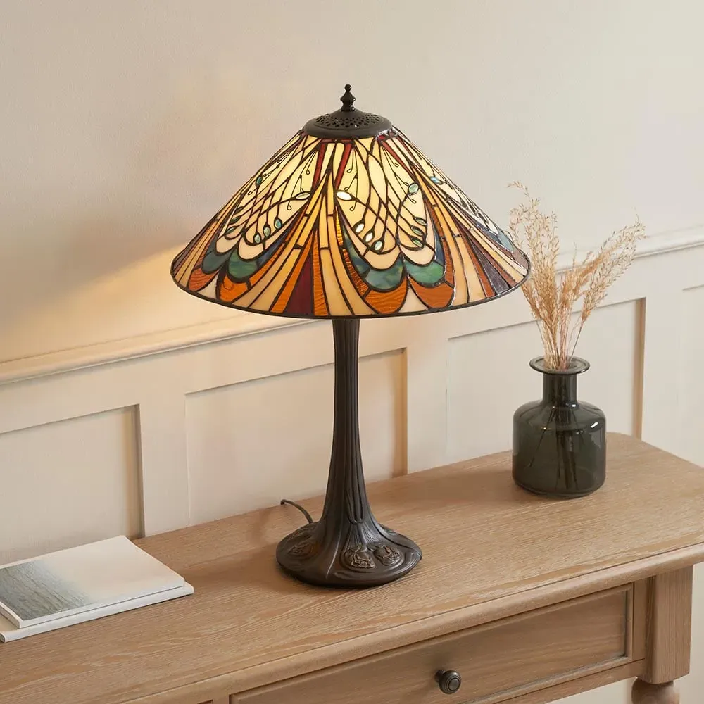 Hector Tiffany Glass Table Lamp - Black