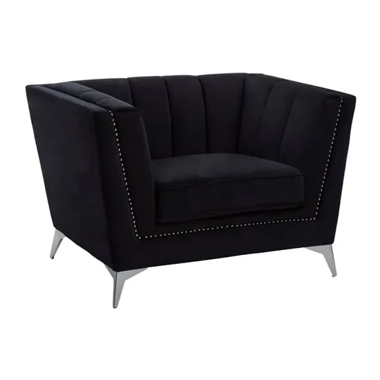 Hefei 1-Seater Sofa with Chrome Legs - Black, Velvet image