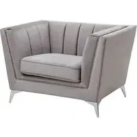 Hefei 1-Seater Sofa with Chrome Legs - Grey, Velvet alternate view