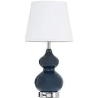 Heido Table Lamp with Blue Glass Base - White