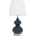 Heido Table Lamp with Blue Glass Base - White